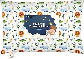 Toddler Pillow with Pillowcase - 13x18 My Little Dreamy Kids Travel Bed Pillows for Sleeping, Organic Cotton Small Pillowcase, Soft & Breathable, Machine Washable, Toddlers 2-5 Years Old (Zoo)