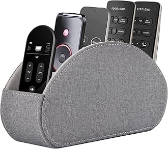 Remote Control Holder,TV Remote Caddy/Box with 5 Compartments,Bedside Table Organizer for Controller,Glasses,makeup brushes,jewelry and Media Player,Pen/Pencil Storage (Grey)