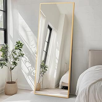 Sweetcrispy 71"x26" Full Length Mirror, Standing or Leaning Full Body Mirror with Aluminum Alloy Thin Frame, Suitable for Bedroom or Cloakroom,Gold