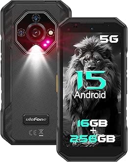 Ulefone Armor X32 Pro 5G Rugged Phone, MTK Dimensity 6300, 16+256GB, Android 15, Widevine L1, 64MP/25MP Night Vision, Dedicated Glare Flashlight, 5G WiFi Hotspot, 5.65” 90Hz, 5500mAh, NFC/GPS - Black
