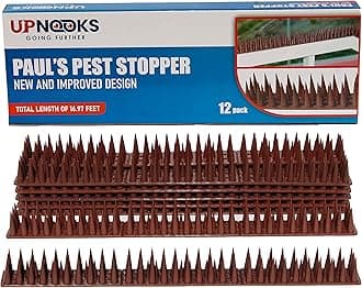 Original Solutions [Upgraded] Defender Spikes Cat and Bird Deterrent Outdoor Anti-Climb Security Pigeon Repellent Strips - 12 Pack [16.97FT]