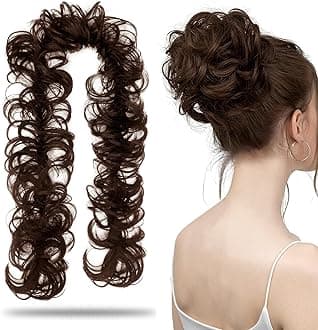 - Sanas Frill Hair Extensions (1Pc) Elastic Stretchable Synthetic Frill Add Volume Wavy Messy Juda Bun Ponytail Maker DIY Hair Styles for Women And Girls (1Pc) (Blonde)