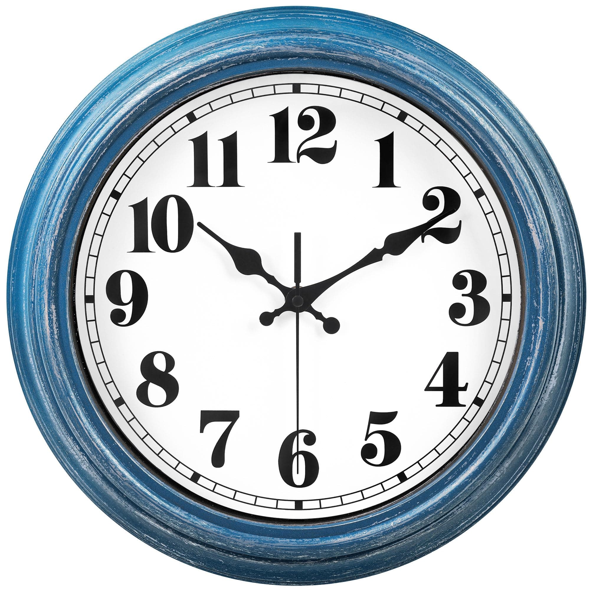 12 Inch Retro Wall Clock Silent Non Ticking Battery Operated Movement Easy to Read Wall Clocks Decorate for Bedroom Living Room Kitchen Office(Blue)