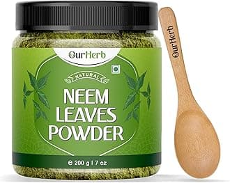 Pure & Natural Neem Leaves powder (Azardirachta Indica powder) for Health, Skin care & Hair care with Wooden Spoon - 200g | 7 Oz