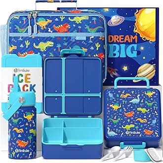 Kids Bento Lunch Box with 4 Compartments, Insulated lunch Bag, Stainless Steel Insulated Water Bottle, Ice Pack & Utensils Set, Birthday Gifts for Ages 3-12 Back to School Toddler Girls Boys