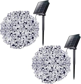 Solar Christmas Lights Outdoor 72ft x 2 Pack 200 LED 8 Modes Solar Powered Fairy le String Light Waterproof Starry Hanging Lights for Xmas Tree Garden Patio Fence Balcony, White
