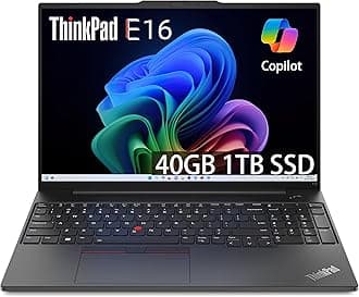 Lenovo ThinkPad E16 Business Laptop (16" FHD+ Display, AMD Ryzen 5 7530U(> Intel i7-1165G7), 40GB RAM, 1TB SSD) Fingerprint, Backlit, 1080p Webcam, WiFi 6, Ethernet, Win 11 Pro w/ AI Copilot, Black