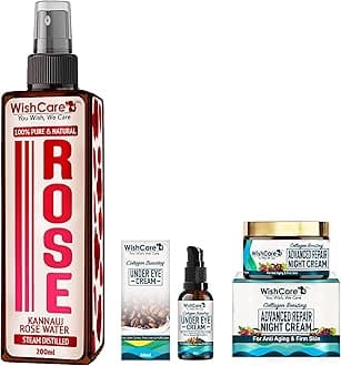 WishCare Collagen Boosting - Advance Repair Night Cream&WishCare ® Collagen Boosting Under Eye Cream &WishCare Rose Water