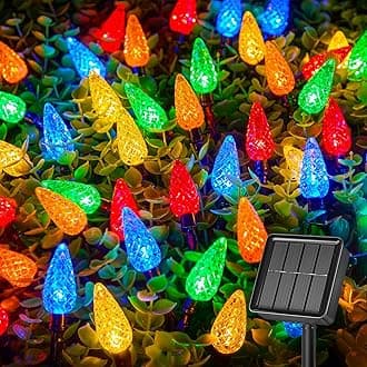 Brightown Solar Operated C6 Strawberry String Lights, 39ft 100 LEDs Multicolor LED Christmas Fairy Lights, Solar Christmas Lights Outdoor, Christmas Decorations for Christmas Tree, Garden Decor