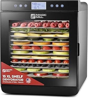 Magic Mill Food Dehydrator Machine (10 Stainless Steel Trays) Digital Adjustable Timer | Temperature Control | Keep Warm Function | Dryer for Jerky, Herb, Meat, Beef, Fruit and To Dry Vegetables