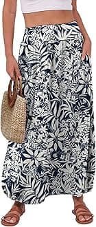 ANRABESS Women's Summer Long Maxi Skirts 2025 Trendy Ankle Length High Waisted Boho Flowy Beach Skirt with Pockets Fashion