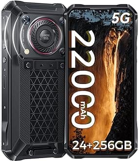 OUKITEL WP33 Pro 5G Rugged Smartphone - 22000mAh 33W Fast Charging Rugged Phone 24GB RAM 256GB ROM 136dB Loud 64MP+32MP Camera Night Vision Waterproof Mobile Smartphone Android 13 T-Mobile