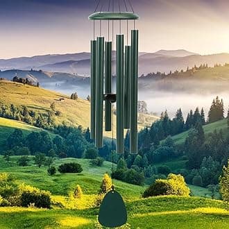 Wind Chimes - Outdoor Deep Tone, Large Soothing Melodic Tones, Memorial Wind Chimes for Mom Women Grandma Neighbors (32" Forest Green Coated Aluminum)