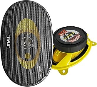 Pyle Car Three-Way Speaker System-Pro 4x6Inch 180W 4Ohm Mid Tweeter Component Audio Sound Speakers For Car Stereo w/30Oz Magnet Structure, 2” Mount Depth Fits Standard OEM-PLG46.3 (Pair),Black/Yellow