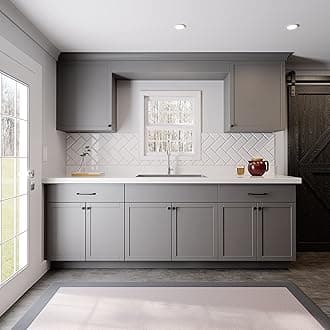 Quicklock RTA (Ready-to-Assemble) Cabinets | Kitchen Starter Sets | Office Kitchenette | Small Home Kitchenette | Apartment Kitchenette (Magnetic Gray, 8 Foot)