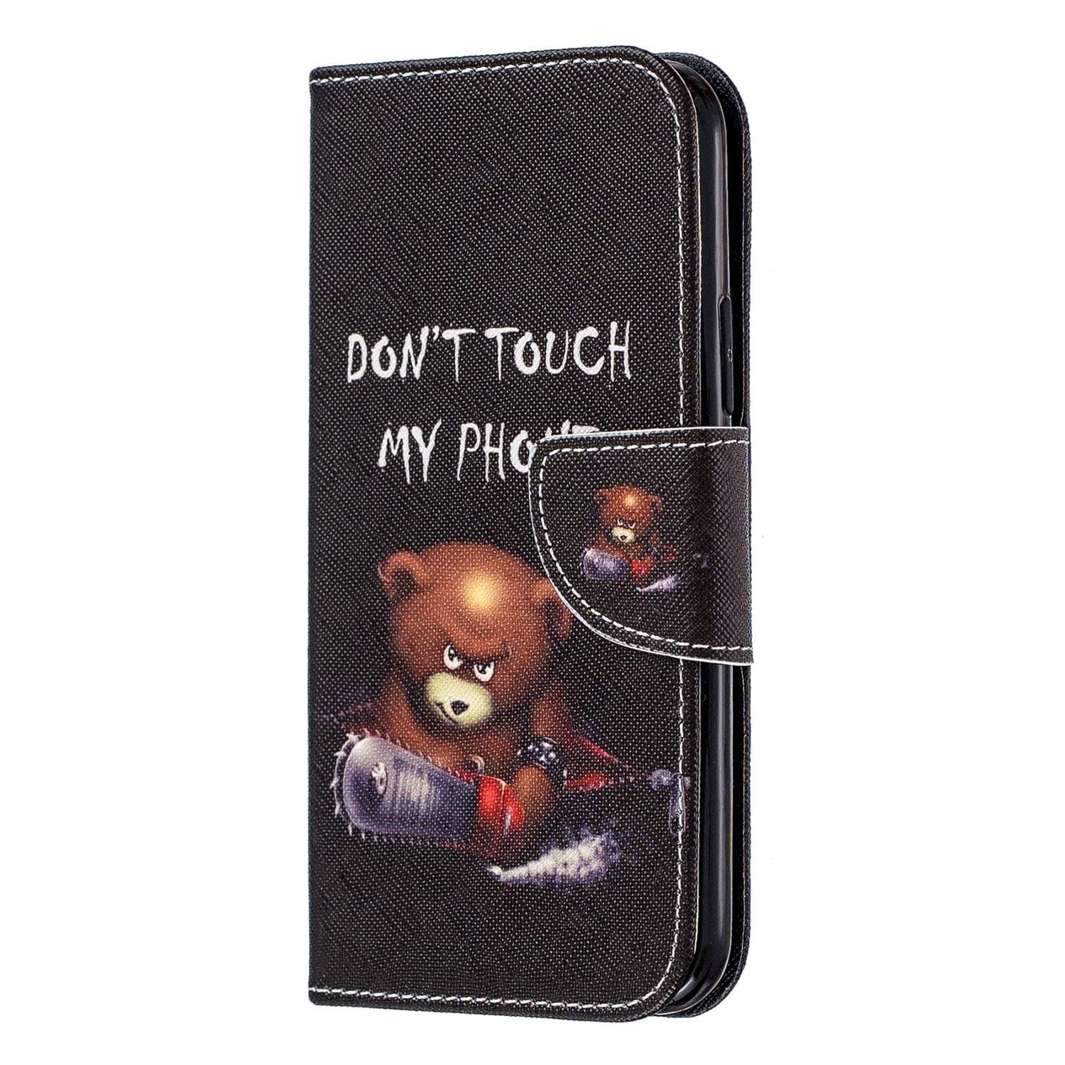 Wallet Case for iPhone 11 Pro Max (6.5inch) 2019, Premium PU Leather Flip Case [Card Slots] [Money Clip] [Kickstand] [Magnetic Closure] Painting Magnetic Protective Bumper Cover - Chainsaw Bear