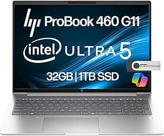 ProBook 460 G11 Business Laptop 16” FHD+ Display, Intel Core Ultra 5 125U (Beats i7-1355U), 32GB DDR5 RAM, 1TB NVMe, Wi-Fi 6E, RJ-45, Webcam, Backlit Keyboard, Win 11 Pro - Pike Silver Plastic