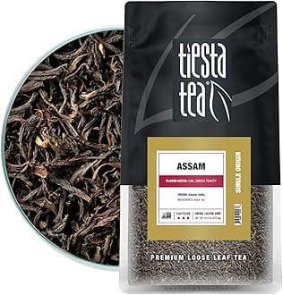 Tiesta Tea - Assam Black Tea, Loose Leaf, Single Origin Premium Black from India, High Caffeinated, Make Hot or Iced & Brews Up to 200 Cups, Pure Unblended, 16oz Resealable Bulk Pouch