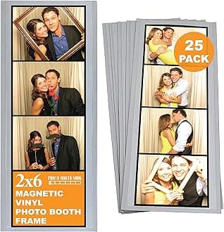 Photo Booth Nook | 2x6 Flexible Magnetic Photo Booth Picture Frames (25 Count) | Crystal Clear Display with Strong Magnet | Bulk