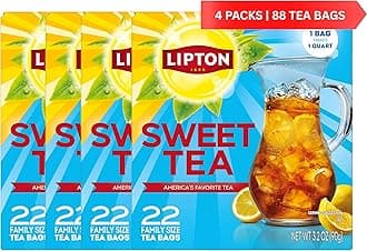 Southern Sweet Tea Iced Tea Drink Mix 22 Family Size Tea Bags (Pack of 4)