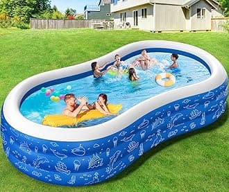 Large Inflatable Pool for Kids Adults, 145" X 74" X 22" Blow Up Pools Big Swimming Pool, Thickened Oversized Family Kiddie Pools for Backyard Outdoor Garden Water Party (Pump Not Included)