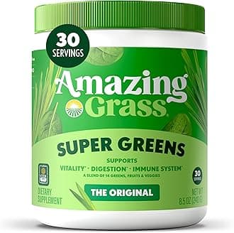 Amazing Grass Greens Blend Superfood: Greens Powder Mix for Energy, with Organic Spirulina, Chlorella, Beet Root Powder, Digestive Enzymes & Probiotics, Original, 30 Servings (Packaging May Vary)