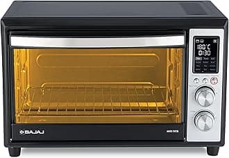 Bajaj 29L Hybrid Oven Toaster Griller |Digital Display|12 Pre-Set Menus|Oven For Kitchen|Illuminated Chamber,Motorised Rotisserie&Convection 2 Year Warranty|Black&Chrome,1600 Watts,29 Liter