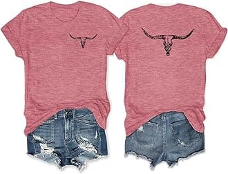 Anbech Womens Western Graphic Cowgirls Shirt Rodeo Print Tops Short Sleeve Cowboy Tops