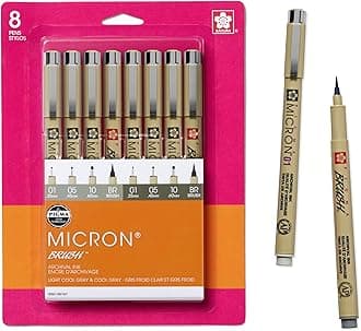 Pigma Micron Fineliner Pens - Archival Gray Ink Pens - Pens for Writing, Drawing, or Journaling - Assorted Point Sizes - 8 Pack