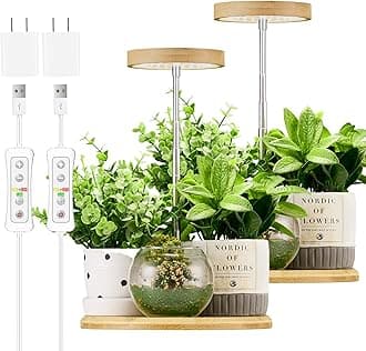 Plant Grow Light for Indoor Plant,Bamboo Mini LED Grow Light Garden,Height Adjustable,Automatic Timer with 8/12/16 Hours