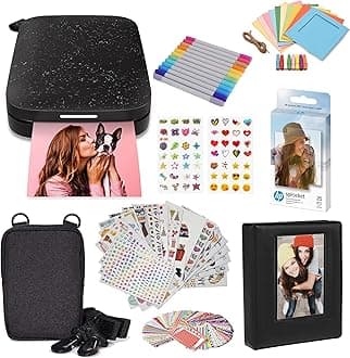 HP Sprocket Portable 2x3 Instant Color Photo Printer (Black Noir) Starter Bundle