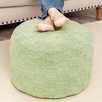 Round Pouf Ottoman 20x 20x 14 Inches Boho Poof Home Decor Floor Pouffe Ottoman Foot Rest for Couch Sofa Bean Bag Chairs Living Room Bedroom Grass Green
