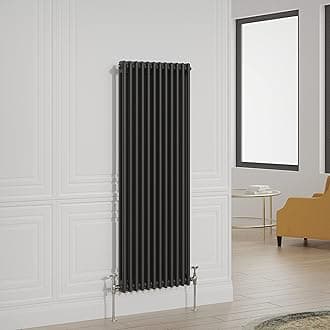 Warmehaus Traditional Radiator Double Column Black Vertical Cast Iron Style Central Heating Tall Radiator - 1500x560mm