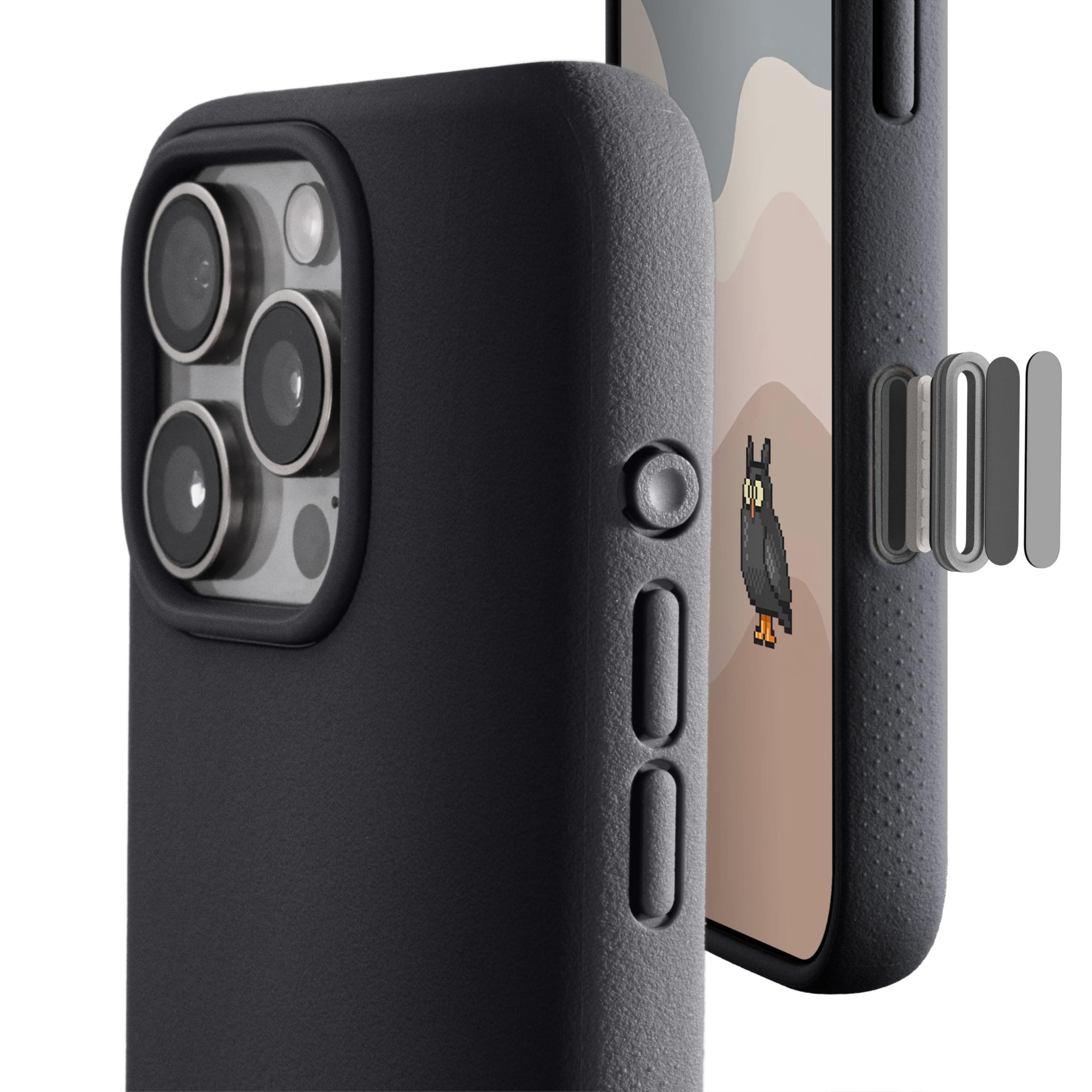 TineeOwl for iPhone 16 Pro Magnetic Case, [Covered Camera Control Button], Compatible with MagSafe, TPU, Minimalist, Slim/Thin, Grippy - Dune Series (Almost Black, iPhone 16 Pro)