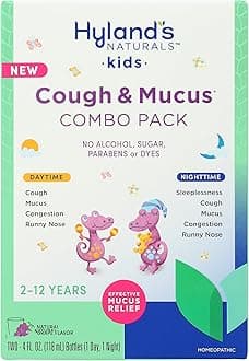 Kids Cough Syrup and Mucus Relief Daytime and Nighttime Combo Pack, Kids Medicine for Ages 2-12, Grape Flavor, Promotes Sleep, Cough, Runny Nose, Mucus and Congestion, 8 Ounces