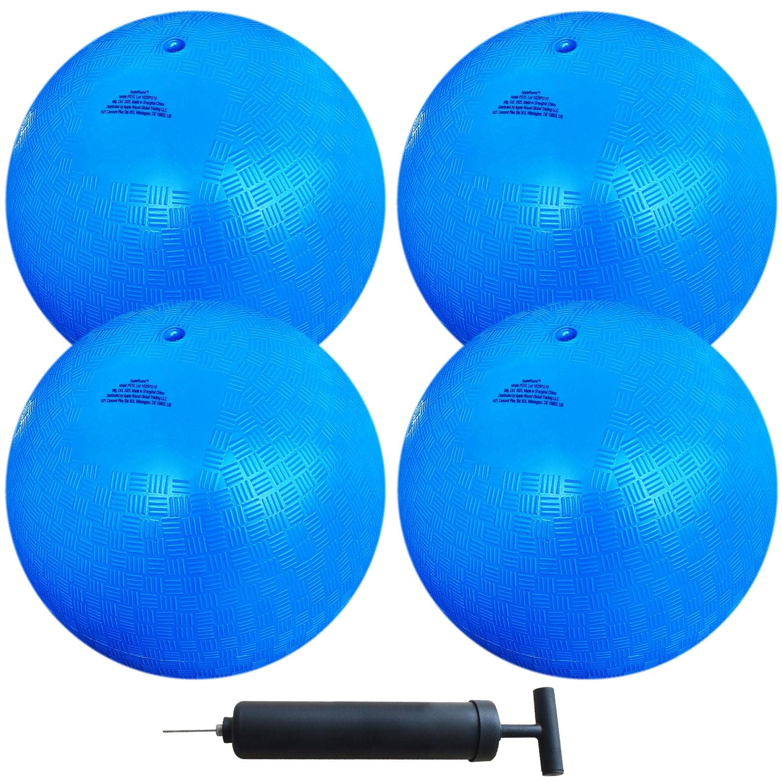 AppleRound 8.5-inch Dodgeball Playground Balls, Pack of 4 Balls with 1 Pump, Official Size for Dodge Ball, Handball, Camps and Schools