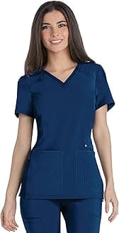 Women's Medical Scrub Top Iflex V-Neck Knit Panel Top - CK605