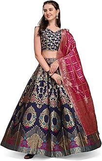 Women's Jacquard Semi-Stitched Lehenga choli