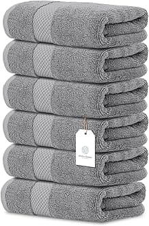 White Classic Luxury Light Gray Hand Towels - Soft 100% Turkish Cotton | Highly Absorbent Hotel spa Bathroom Towel Collection | 16x30 Inch | Set of 6