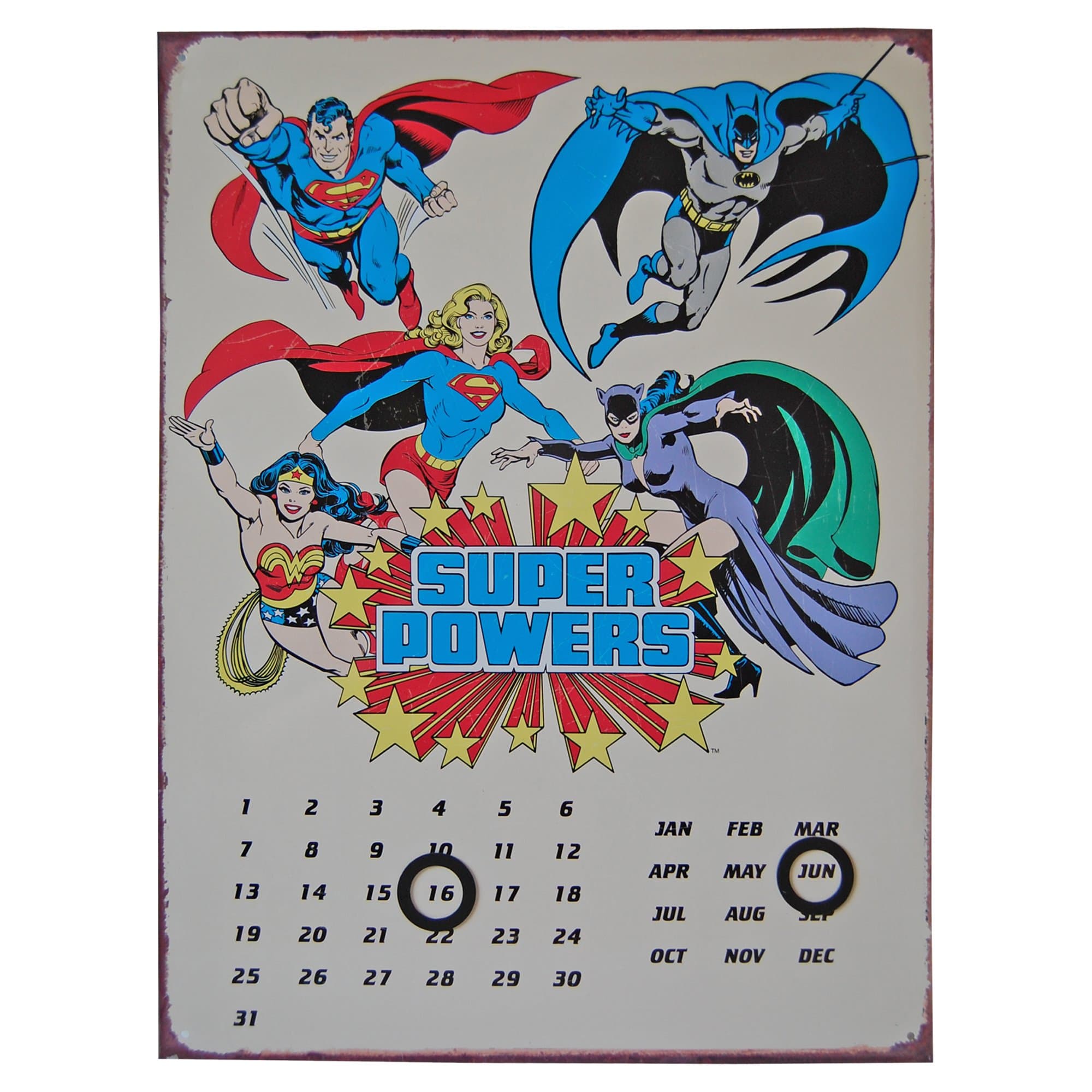 FTTD DC COMICS - Super Powers perpetual metal calendar.