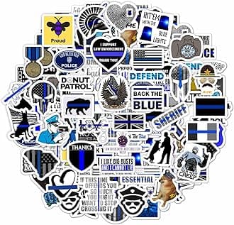 BulbaCraft100Pcs Law Enforcement Stickers,Law Support Decals,Law Accessories,Law Gifts,Thin Blue Line Stickers,Thin Flag Stickers,Blue Gifts,Decorations