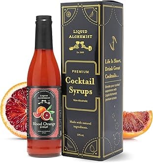 Liquid Alchemist Blood Orange Syrup for Cocktails - Real Ingredients Make our Blood Orange Puree a Perfect Margarita Mixer - Small Batch, Non-GMO, Vegan Drink Mixer | 12.7 Oz, Pack of 1