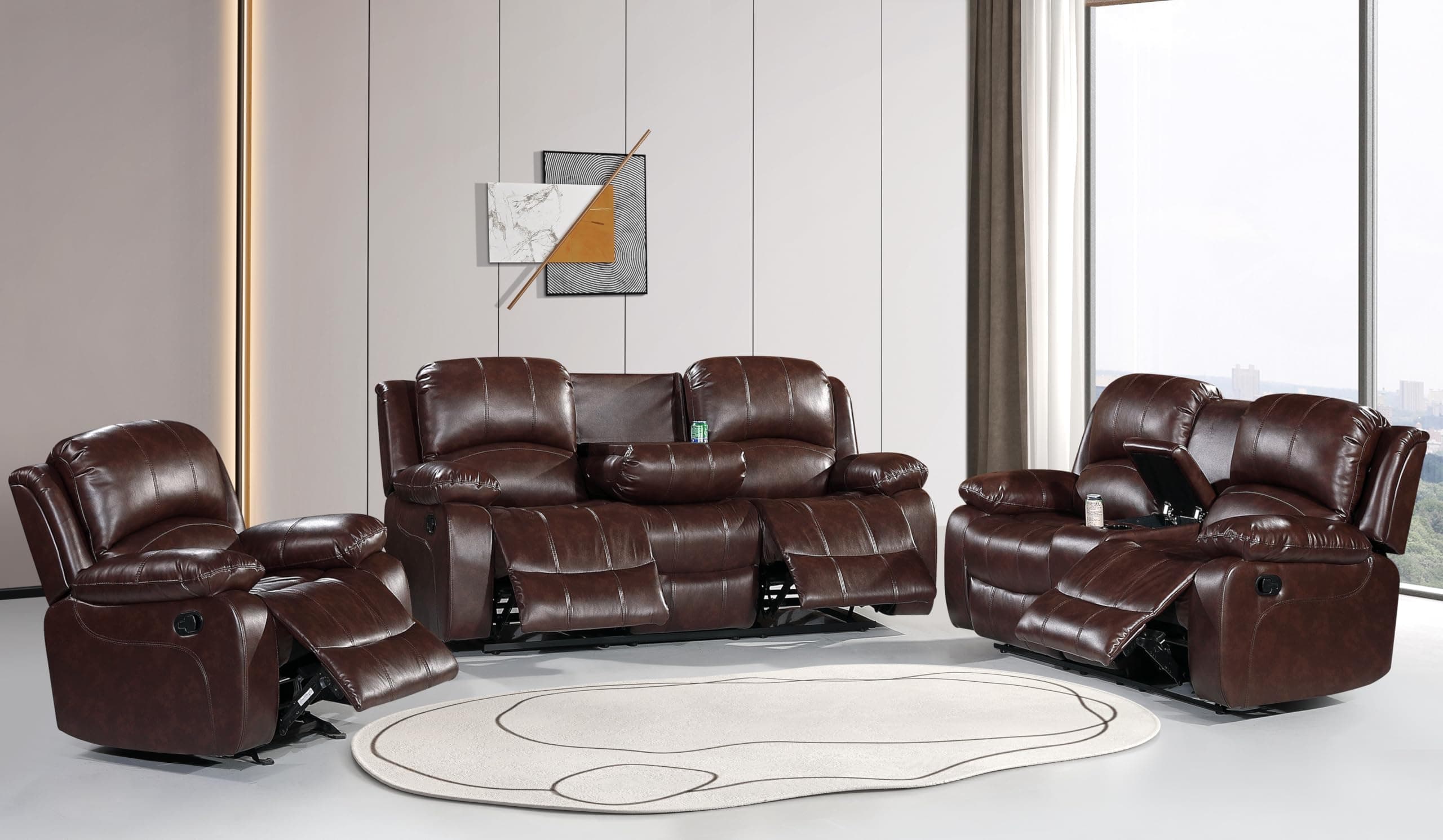 3PC Living Room Set - Brown