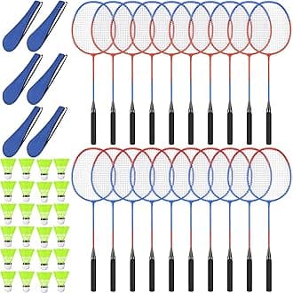Badminton Rackets Set with Shuttlecocks and Carrying Bags, Sturdy Lightweight Badminton Rackets Racquet for Adults Beginners Indoor Outdoor Backyards