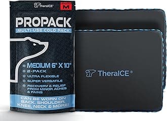 TheraICE PROpack Ice Pack for Injuries, Reusable Soft Multipurpose Cold Gel Ice Pack for Muscular Back Pain, Shoulder, Hip, Knee - Flexible Cold Compress Wrap for Minor Aches & Pains - 6 x 10-2 Pack