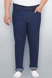 Plus Size Men's Stretchable Mid-Rise Comfort Fit Clean Look Cotton Jeans for Men