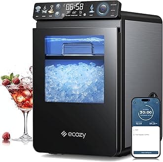 Smart Nugget Ice Maker Countertop, First Full-Color Smart Panel Ice Machine with APP Control, Double-Layer Insulation, 44 lbs/24H Soft Pellet Chewable Ice, Pull-Out Water Tank, Self-Cleaning