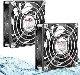 Wathai IP67 Waterproof 80mm x 25mm 12V Cooling DC Fan for RV Fridge Exhaust Ventilation Dual Ball High Speed DIY Cooler 12 v Fans 2 Pack