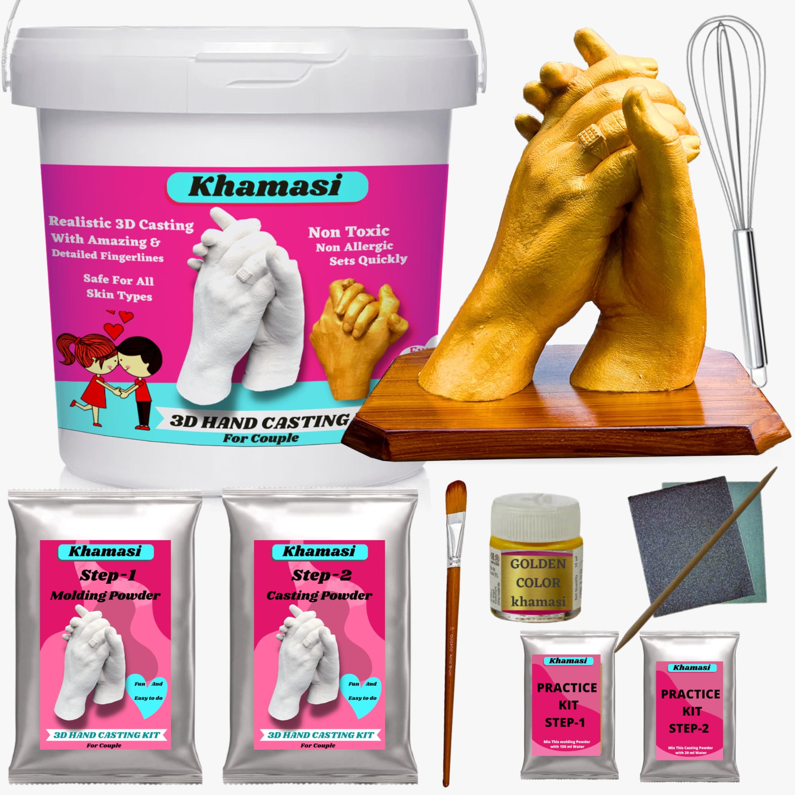 Hand Casting Kit | 3D Couple Casting Kit, Hand Mould Kit 3D Moulding Powder, Clay Hand Foot, Gift for Couple
