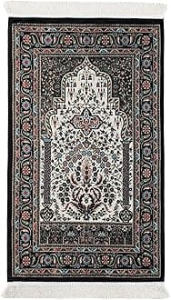 Praying Mat Islamic, Black Prayer Rug, Foldable Prayer Mat Thick, Travel Prayer Rug Muslim, Prayer Mat Gift, Islamic Favors (Black)